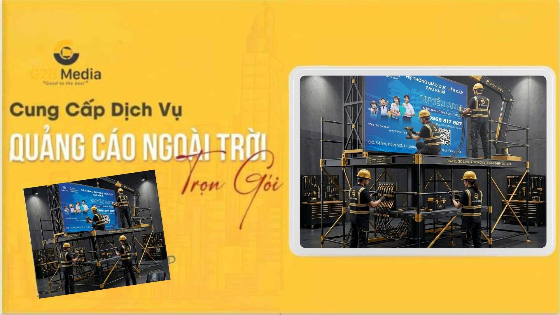 Thi công và bảo trì quảng cáo ngoài trời.
