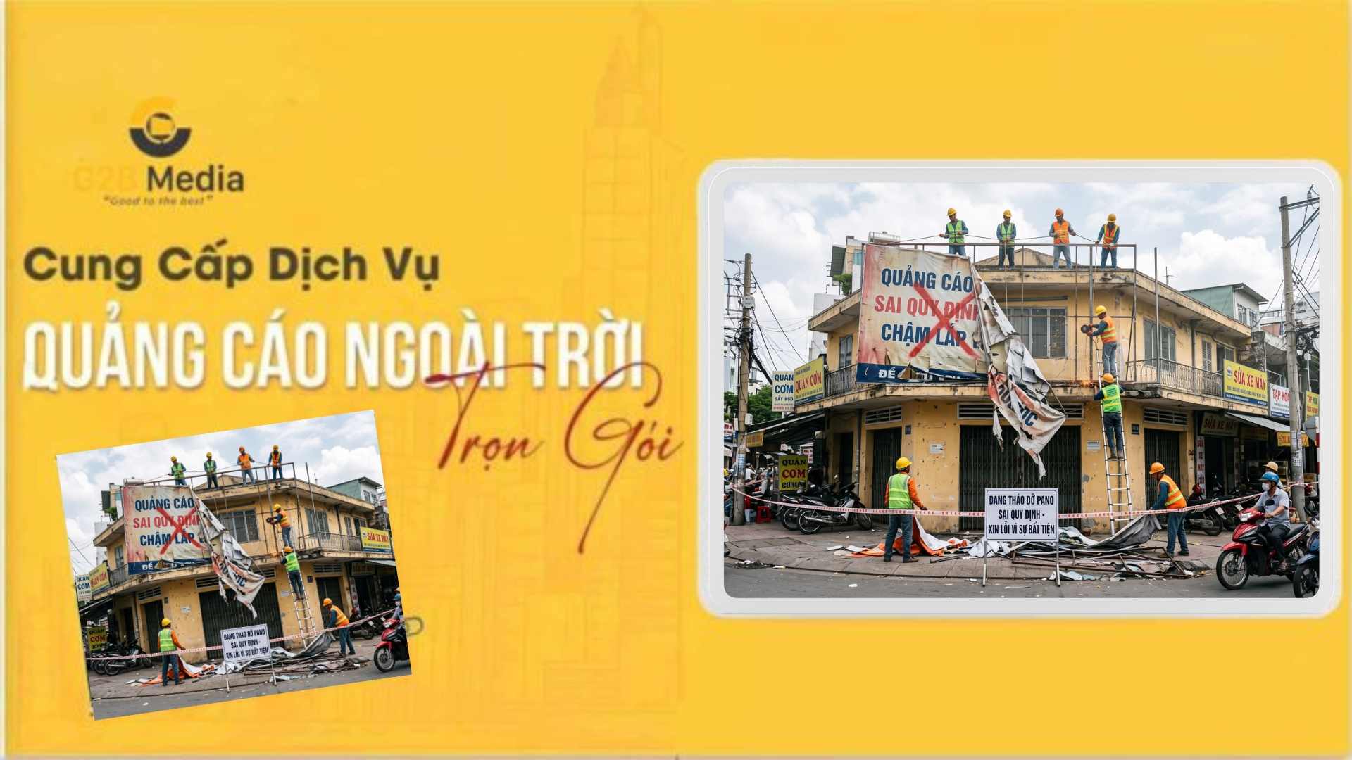 Xử phạt vi phạm luật quảng cáo ngoài trời không giấy phép.